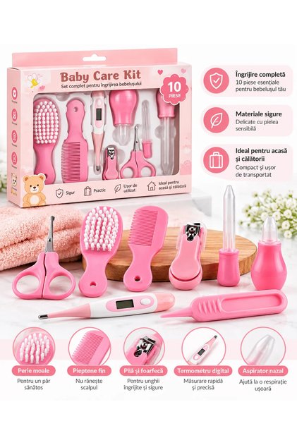 Set Îngrijire Bebeluși 10 Piese – Kit Complet pentru Igiena și Îngrijirea Bebelușului