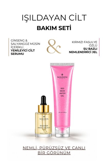 Radiant skin care set, red bean extract gel & revitalizing and regenerating serum