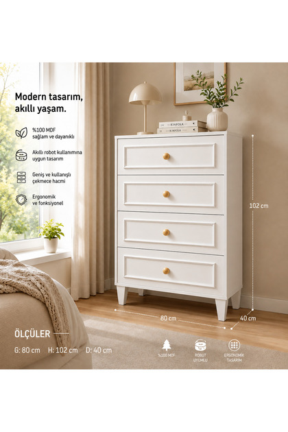 madrid 4 çekmeceli şifonyer (%100mdf)