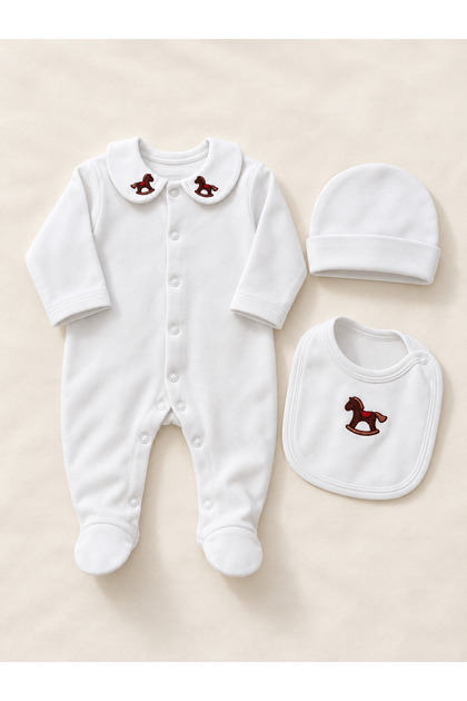 Newborn 3-Piece Set - Horse Embroidered 0-3 Months