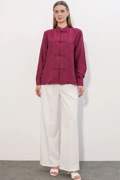 Designer Button Shirt Bordo