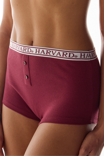 Burgundy Harvard High Waist Boyshort Panties
