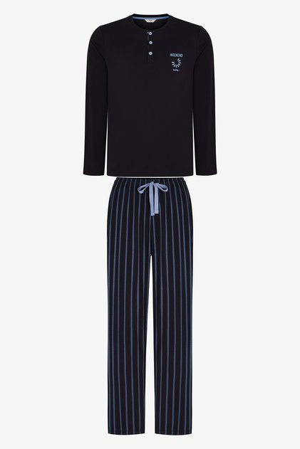 Men's Nightform Striped Trousers Long Sleeve Pajama Set