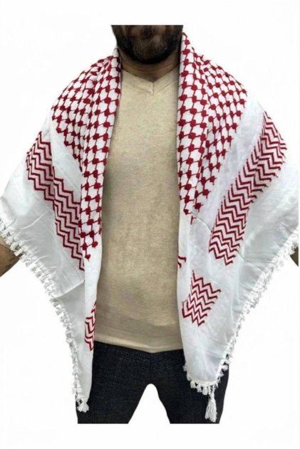 Tasseled Keffiyeh Pusse Bordo 140X140