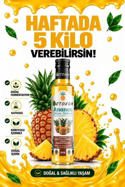 İLK HAFTADA HAFİFLE !! Tok Tutma Hızlı Kilo, verdirici Zayıflamak Doğal Fermantasyon Pineapple Vinegar detox Sirkesi