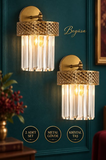 2 Pieces Citrus Sconce Antique, Lux Crystal Stone Wall Sconce, Modern Decorative Sconce, Wall Lighting, Living Room, Bedroom and Hallway Lighting