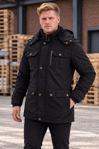 Men's Black Waterproof Thick Coat