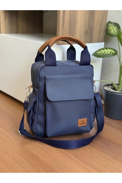 Women's Backpack with Front and Side Pocket Details