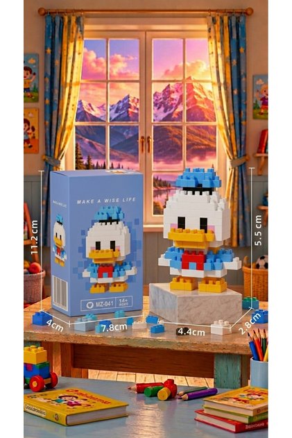 DONALD DUCK BRİCKS | MİNİ YAPI BLOKLARI KUTULU YAPBOZ FİGÜRLER | Sevimli Blok Karakterler - 1 Adet