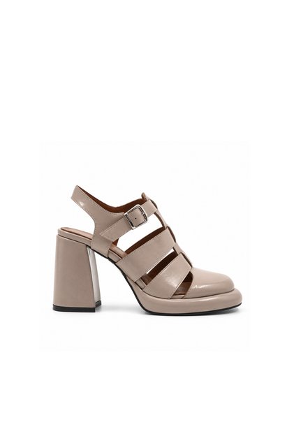 Mink Patent Leather Strappy Heeled Sandals
