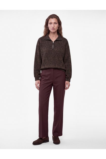 Viscose Blended Regular Waist Pocketed Straight Cut Wide Leg Trousers