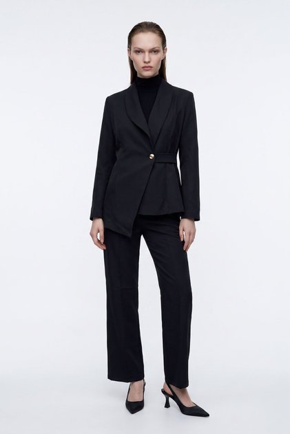 Zweireihiger Blazer, Jacke, Hose mit gewebtem Unterteil – Oberanzug