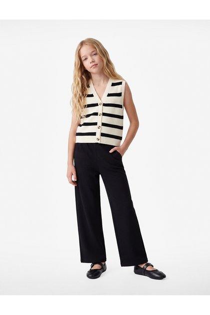 Beli Lastikli Basic Geniş Paça Pantolon