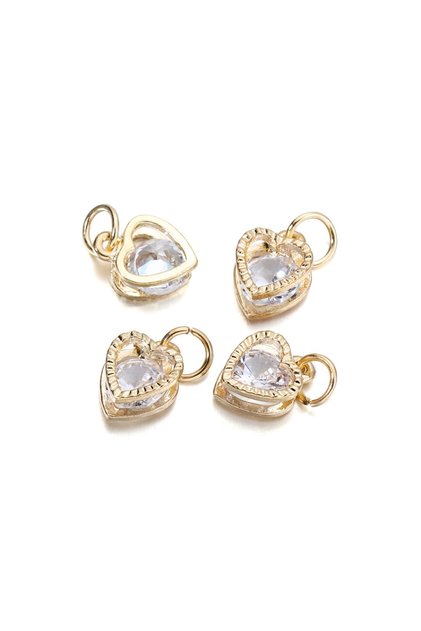 Gold heart 01 10Pcs/lot Alloy Gold Silver Color Rhinestone Hearts Charms For Earrings Necklaces DIY