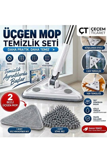 2 Cloth Triangle Mop Cleaning Set Practical Mop Mop Set
