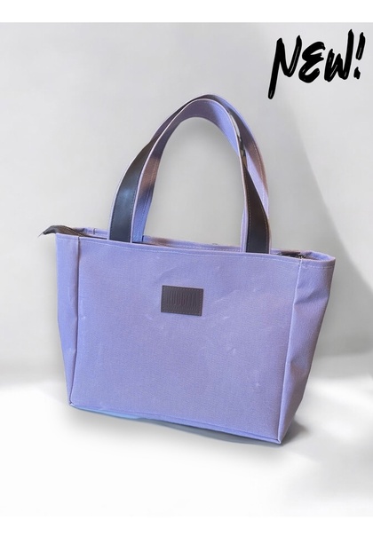 Zippered Medium Size Waxed Canvas Lilac Color Shoulder Bag