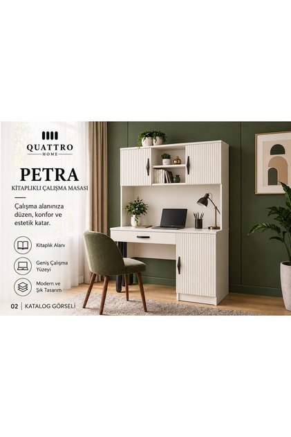 PETRA KİTAPLIKLI ÇALIŞMA MASASI- %100 MDF