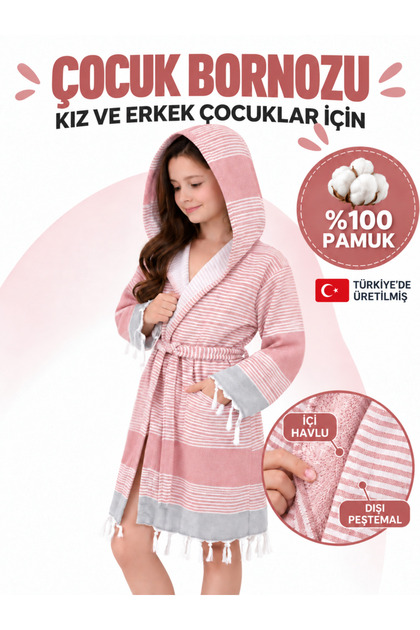 Mira Children's Towel Peshtemal Bathrobe Unisex - 100% Cotton