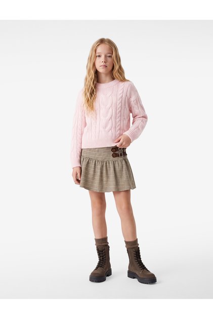 Hair Braid Textured Long Sleeve Crew Neck Knitwear Sweater