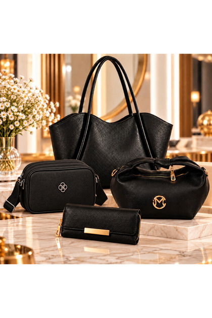 Set of 4 Bags Modern Stylish Design Women's Shoulder Bag, Handbag, Phone Holder and Wallet Combination Daily Gift