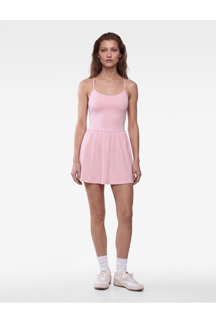 Back Detailed Slim Fit Sleeveless Thin Strap Sports Dress