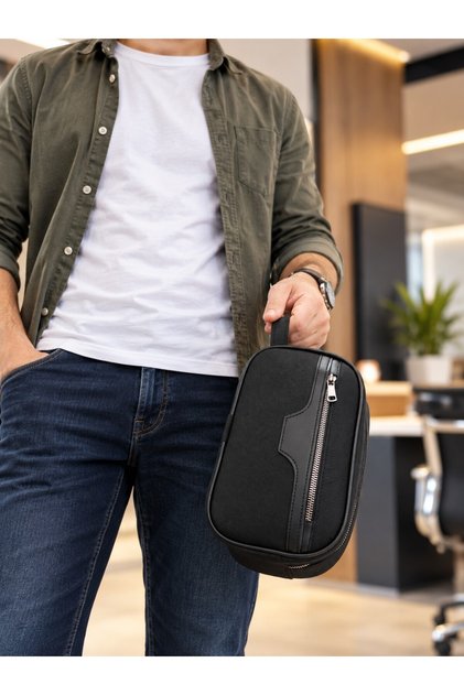 Portföy Clutch Traşlık ve El Çantası-Dokulu Suni Deri