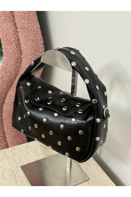 Women's Black Nila Model Studded Hand & Shoulder Bag