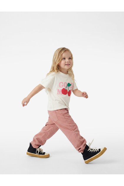 Cotton Printed Ecru Baby Girl T-Shirt 6Smg10158Ak