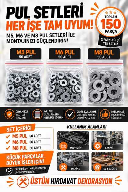 150PCS PUL SETİ (M5,M6,M8)