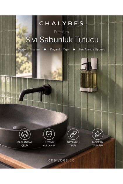 2'li Paslanmaz Çelik Yapışkanlı Sıvı Sabunluk Tutucu – Banyo & Mutfak