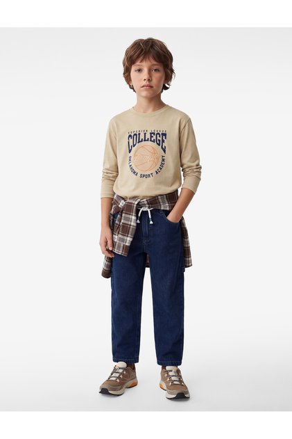 Cotton Crew Neck Basketball Printed Long Sleeve T-Shirt