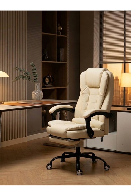 Reclining office chair, computer chair with footrest, high‑back chair, height‑adjustable swivel chair, home gaming chair, cushioned leisure office chair