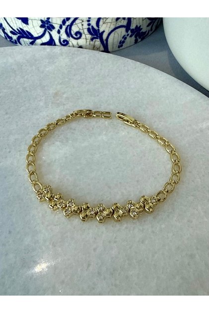 Xuping Honeycomb Stone and Chain Steel Bracelet