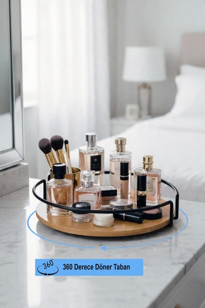 360 Degree Rotary Mabnu Jewelry and Makeup Organizer - Bamboo 25 cm