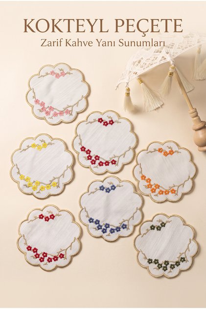 Set of 6 Coffee Side Presentation Napkins - Stylish Cocktail Napkins and Decorative Coasters