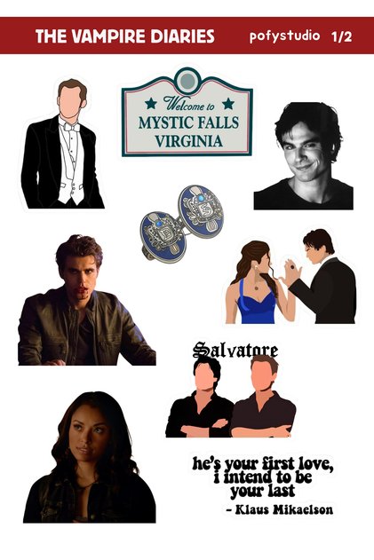 Pofy Studio The Vampire Diaries Sticker Seti 18 Adet Suya Dayanıklı TVD Sticker Seti Laptop, Defter, Ajanda