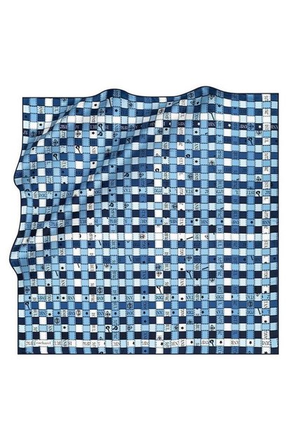 Pure Tivil Silk Scarf 8376313 - 922 Navy Blue - Blue Plaid Pattern
