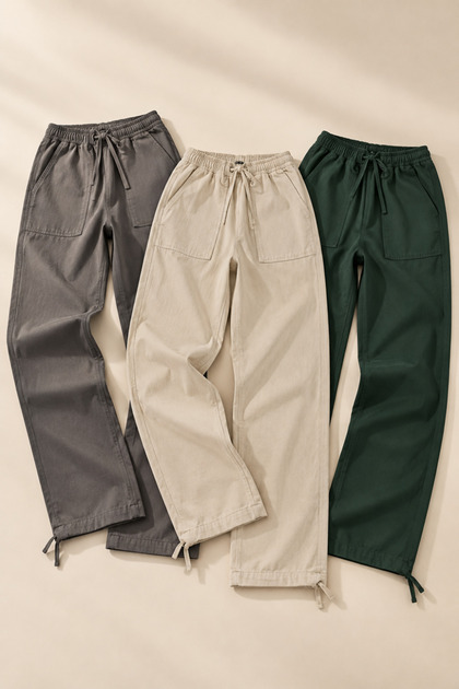 Women's 3-Piece Casual Pants with Elastic Waist