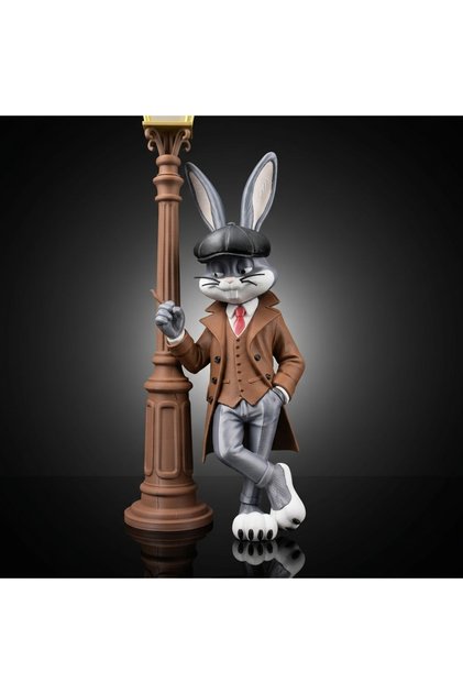 🐰😎 Mafya Bugs Bunny Figürü 25 cm ve Sokak Lambası 35 cm – 3D Dekoratif Tasarım