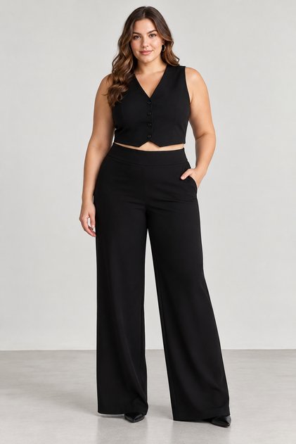 Women's Vena Plus Size Pants, Side Hidden Zipper, Hides the Belly, Lycra