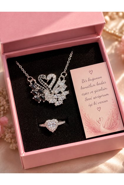 Non Tarnish Steel Pink Swan Necklace Custom Design Swan Necklace Steel Necklace with Custom Note