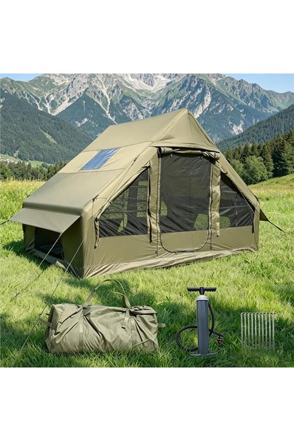 Inflatable Camping Tents with Hand Pump, Air Glamping Tents, Easy Setup Waterproof and Windproof Blo