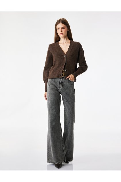 Long Sleeve V-Neck Buttoned Knitwear Cardigan