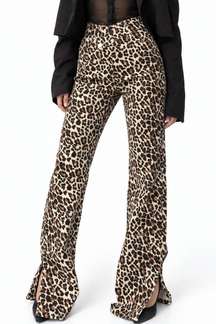 SQUALO Yüksek Belli Geniş Paça Leopar Pantolon