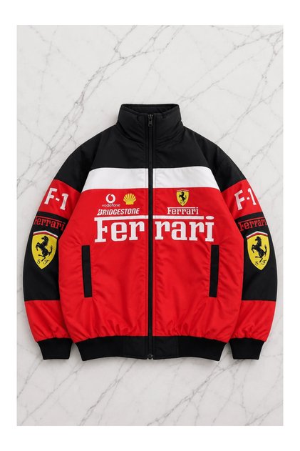 Ferrari Patterned Bomber Jacket - Red