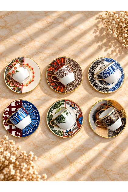 6-Person Porcelain Viona Coffee Cup Mix-2