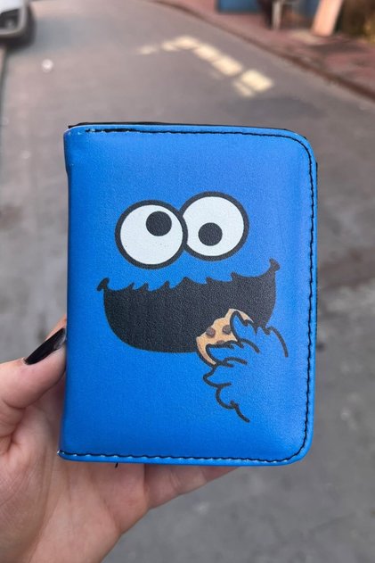 Navy Blue Cookie Monter Cookie Eater Unisex Wallet