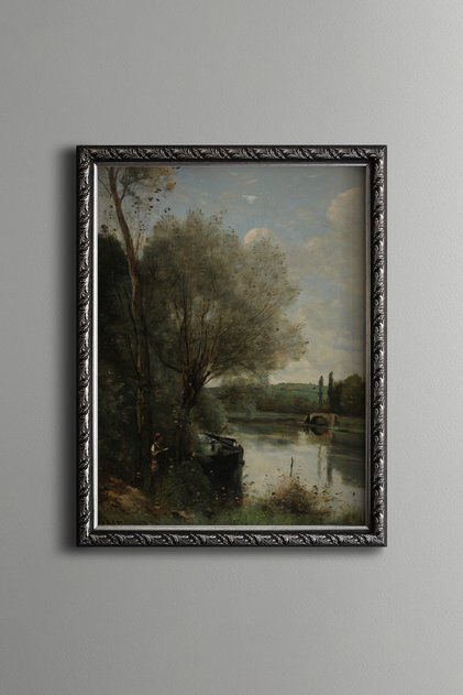 Trees Stretching Along the Canal - Vintage Patterned Painting - Fine Model