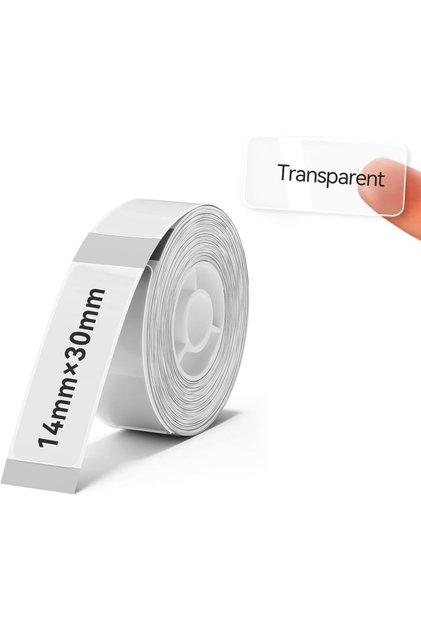Thermal Transfer Labels only for B18 Label Maker, 14x30mm (0.55''x1.18'') 205 Labels/Roll, PET Material, High-Temperature Resistance, Long Lasting (Clear)