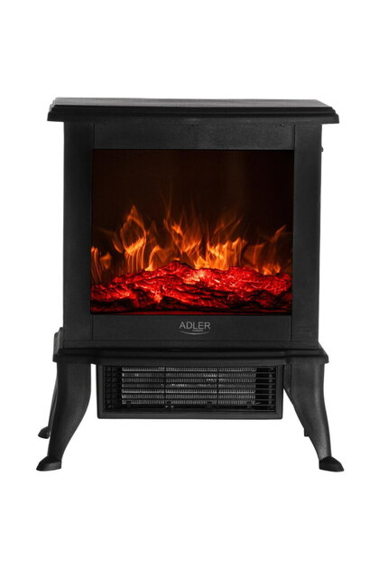 Semineu electric AD7754, 1800 W, Efect flacara 3D, Sticla securizata, 2 trepte putere, Negru